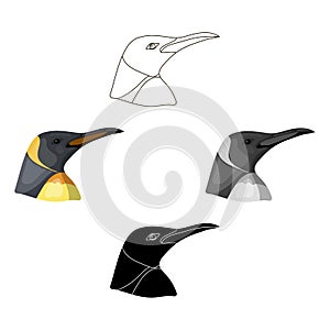 Penguin icon in cartoon,black style isolated on white background. Realistic animals symbol stock vector illustration.