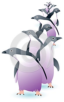 Penguin march one by one