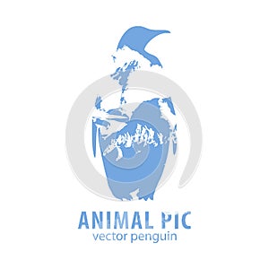 Penguin and mountains