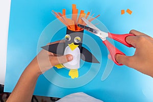 penguin paper roll craft for kid, tinkering with kids ideas