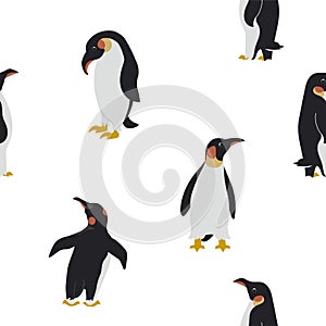 Penguin pattern. Vector seamless texture.