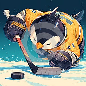 Penguin Playing Ice Hockey - Fun, Animated Action Scene