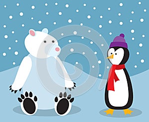 Penguin and a Polar Bear