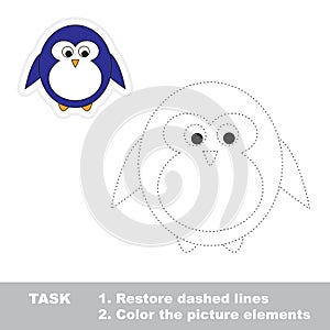 Penguin. Restore dashed line and color picture photo