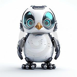 Penguin robot, funny robotic animal isolated over white background. Created with generative Ai