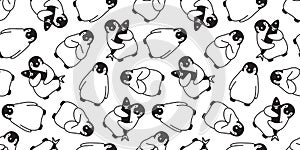 Penguin Seamless pattern vector fish salmon cartoon repeat wallpaper tile background scarf isolated illustration doodle white
