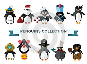 Penguin set vector illustration