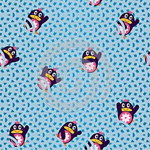 Penguin side hello seamless pattern
