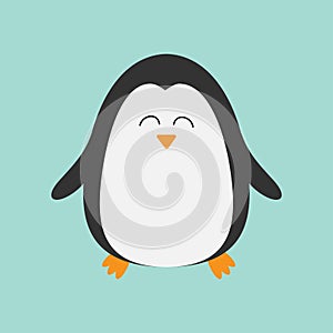 Penguin smiling face. Cute cartoon character. Arctic animal collection. Baby bird. Flat design