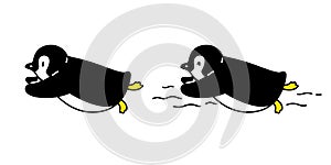 Penguin vector icon logo swimming bird cartoon character illustration symbol graphic doodle design