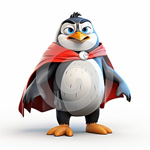 Cartoon Penguin Hero: A Realistic And Detailed 3d Rendering By Ccoin photo