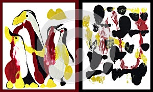 Penguine family art.