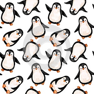 Penguins background, North Pole animals seamless pattern, kids wallpaper, wrapping design, arctic animals seamless pattern