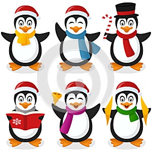 Penguins Cartoon Christmas Set