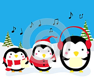 Penguins Christmas Carolers