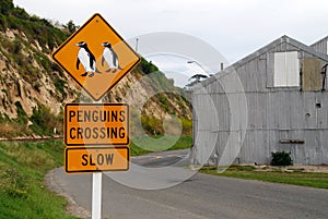 Penguins crossing traffic sign