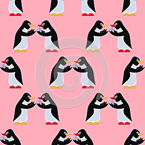 Penguins with an egg. Pattern