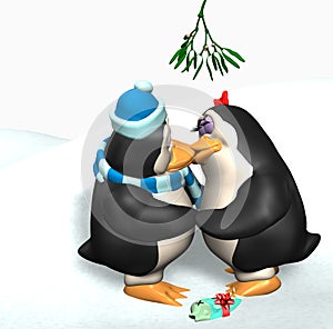 Pinguini baciarsi vischio 