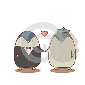 penguins in love. Vector illustration decorative design