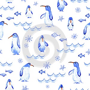Penguins seamless pattern.