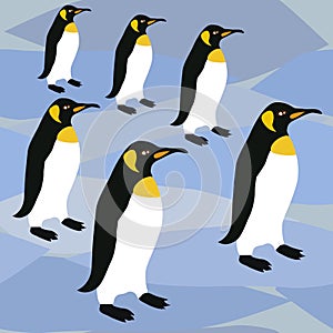 Penguins Surface Pattern, King Penguins Winter Repeat Pattern Emperor Penguins  for Textile Design, Fabric Printing, Statio