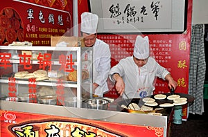 Pengzhou, China: Chefs Making Flat Bread