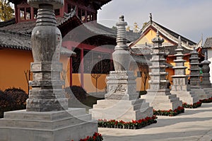 Pengzhou, China: Dagobas at Long Xing Monastery