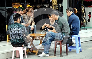 Pengzhou, China: Shopkeepers Playing Cards