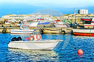 Peniche harbor, fishing boats, docks