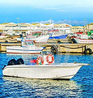 Peniche harbor, fishing boats, docks