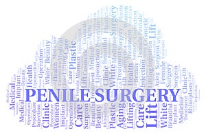 Penile Surgery typography word cloud create with the text only. Type of plastic surgery photo