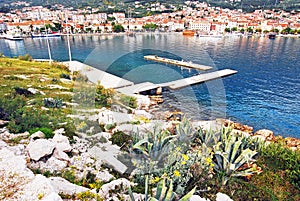 A peninsula with houses in the coast of Croatia