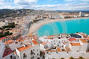 Peniscola beach and Village aerial view in Castellon Spain photo