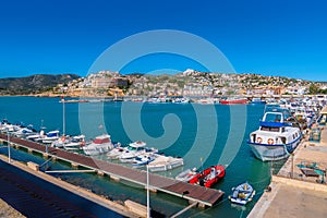 Peniscola port Spain with boats and yachts harbour Costa del Azahar