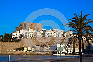 Peniscola skyline and castle beach in Spain