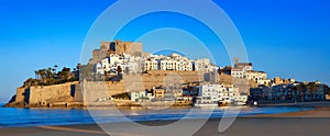 Peniscola skyline and castle beach in Spain