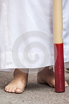 Penitent with bare feet