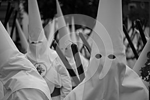 The penitents in procession with big candles