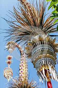 Penjor for Galungan celebration, Bali, Indonesia