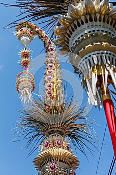 Penjor for Galungan celebration, Bali, Indonesia