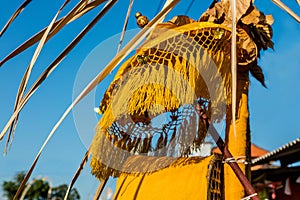 Penjor pole decoration for Galungan celebration, Bali Island, Indonesia