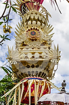 Penjor pole decoration for Galungan celebration, Bali Island, Indonesia