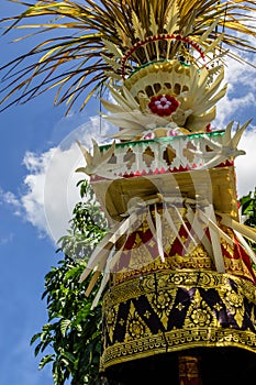 Penjor pole decoration for Galungan celebration, Bali Island, Indonesia