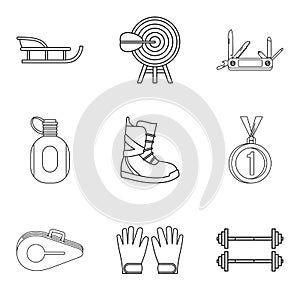 Penknife icons set, outline style