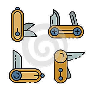 Penknife icons set vector flat