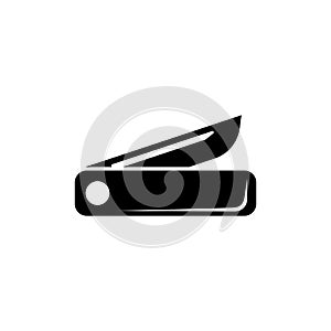 Penknife, Multifunction Swiss Knife. Flat Vector Icon illustration. Simple black symbol on white background. Penknife,