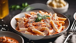 Penne alla vodka with basil photo