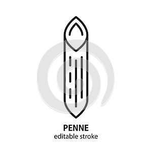 Penne line icon. Italian pasta symbol. Editable stroke. Vector illustration