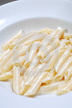 Penne pasta with a creamy sauce