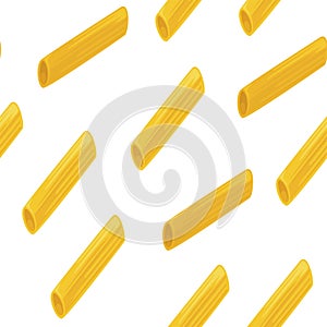 Penne pasta vector seamless pattern on white